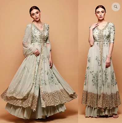 Astha Narang Powder Blue Front Open Jacket With Garrara