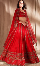 Load image into Gallery viewer, Astha Narang Red Zari Raw Silk Lehenga - The Grand Trunk