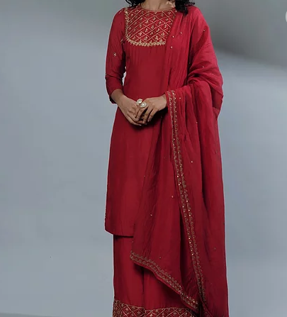 Astha Narang Rose Red Kurti And Sharara