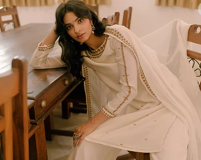 Astha Narang White Straight Fit Kurta