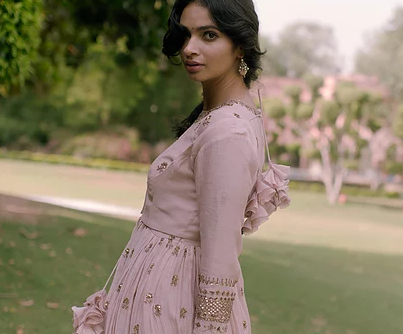 Astha Narang Baby Pink Anarkali