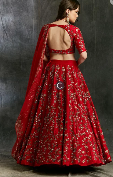 Astha Narang Red Floral Jaal Zari Lehenga