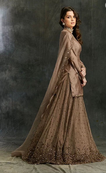 Astha Narang Grey Brown Raw Silk Kurta