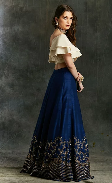Astha Narang Blue Border Lehenga