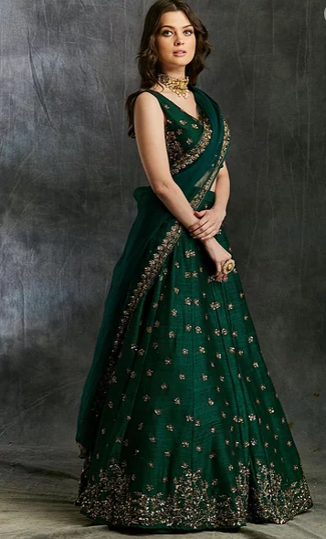 Astha Narang Green Emerald Lehenga