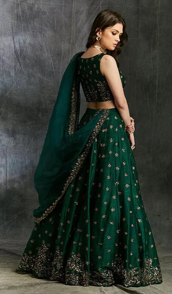 Astha Narang Green Emerald Lehenga