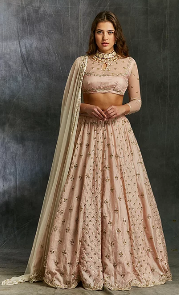Astha Narang Pink Silk Booti Lehenga