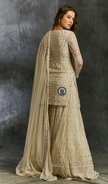 Astha Narang Off White Threadwork Kurta With Sharara