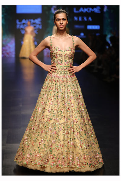Sweetheart Neckline Embroidered Anarkali Gown - The Grand Trunk