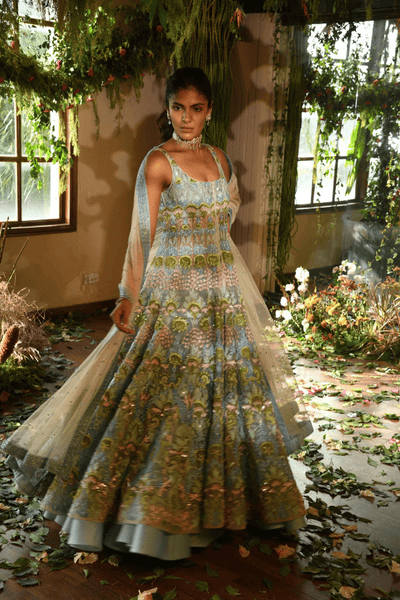 Renu Tandon - Mint Green jacket lehenga set - The Grand Trunk