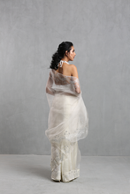 Load image into Gallery viewer, Ivory  Gota Work Organza Draped Sari - The Grand Trunk