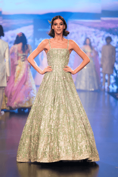 Anushree Reddy Micah Mint Green Gown - The Grand Trunk