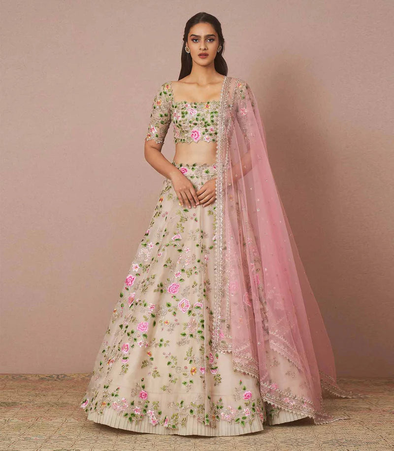 Anushree Reddy Dahlia multi threadwork embroidered lehenga - The Grand Trunk