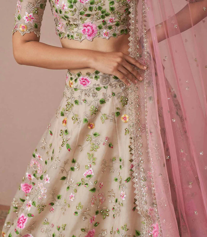 Anushree Reddy Dahlia multi threadwork embroidered lehenga - The Grand Trunk