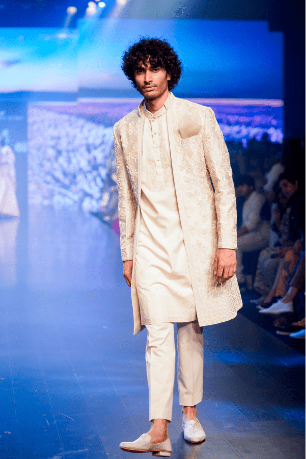 Halo Ivory front open Sherwani - The Grand Trunk
