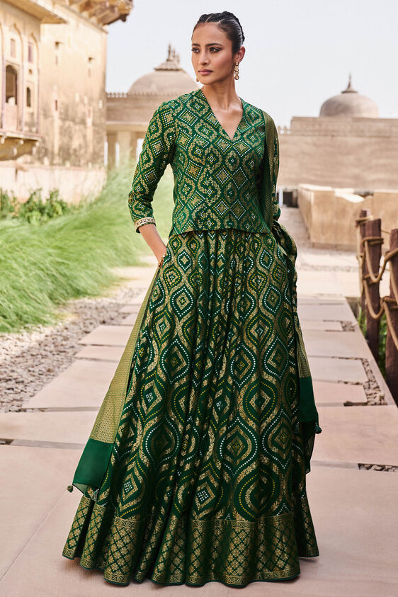 Shukra Lehenga Set - Green - The Grand Trunk