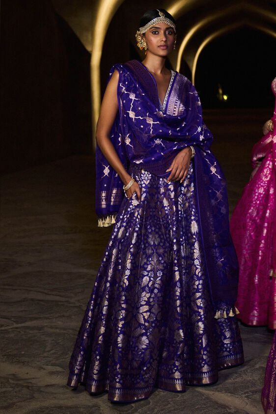 Anugraha Lehenga Set - Blue - The Grand Trunk