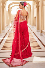 Load image into Gallery viewer, Aanandi Gharara Set - Red - The Grand Trunk