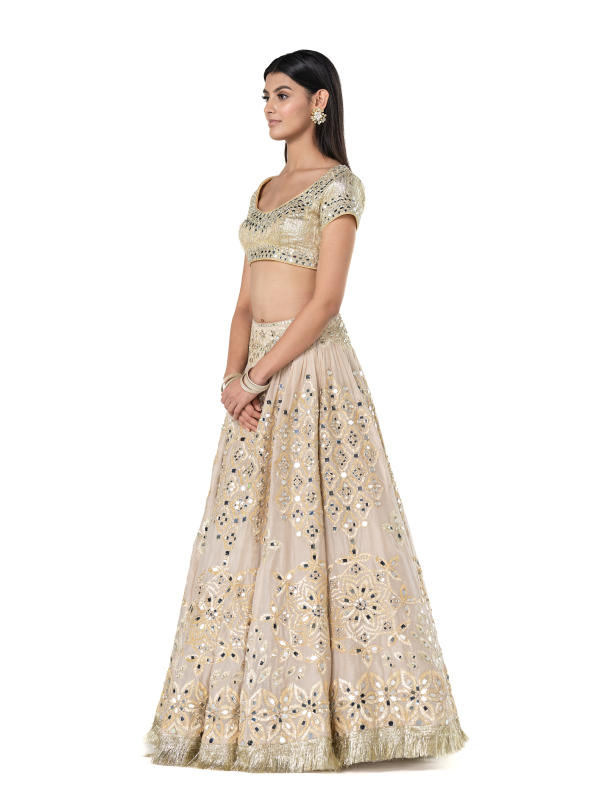 Abhinav Mishra Beige lehenga set - The Grand Trunk