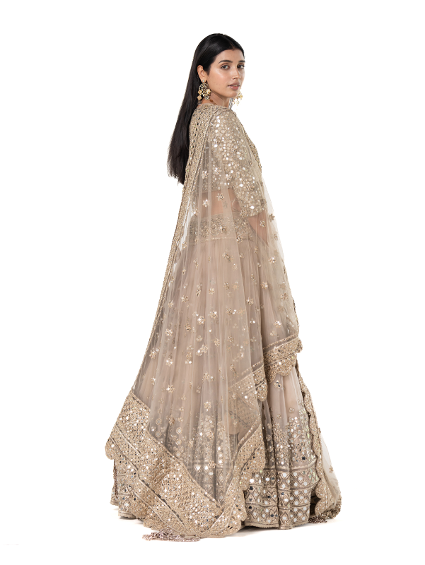 Abhinav Mishra Moon Grey Embellished lehenga Set - The Grand Trunk