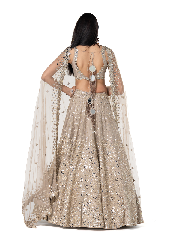 Abhinav Mishra Moon Grey Embellished lehenga set - The Grand Trunk