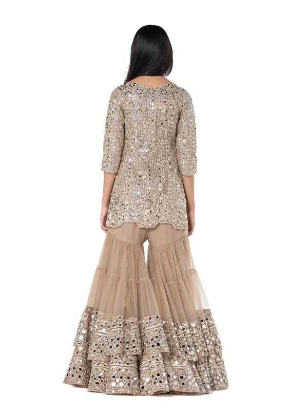 Abhinav Mishra Beige Sharara set - The Grand Trunk