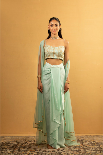 Ice Blue Dhoti Set - The Grand Trunk
