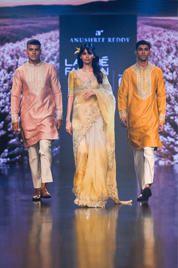 Sehaj ombre yellow saree - The Grand Trunk