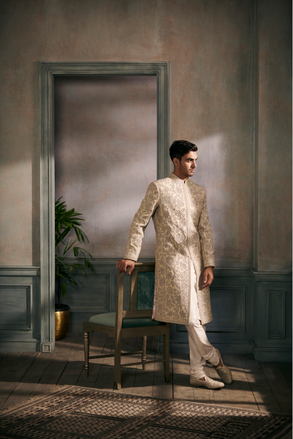 Chayank Sherwani – Beige - The Grand Trunk