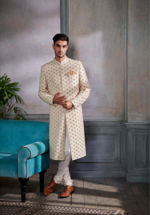 Lian Sherwani – Cream - The Grand Trunk