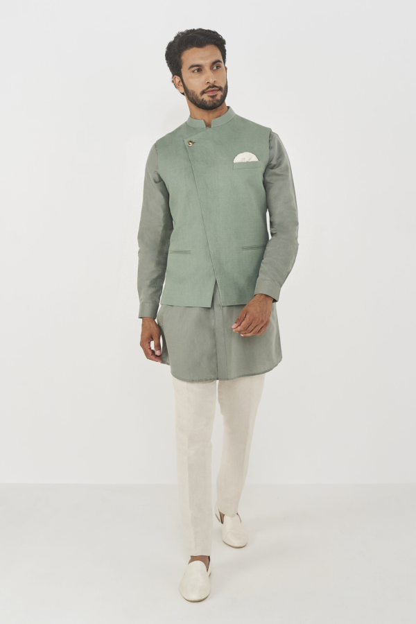 Divit Nehru Jacket - Sage - The Grand Trunk