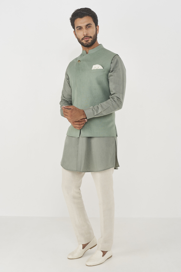Divit Nehru Jacket - Sage - The Grand Trunk