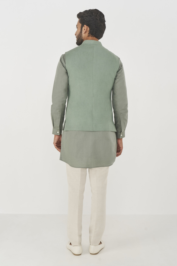 Divit Nehru Jacket - Sage - The Grand Trunk