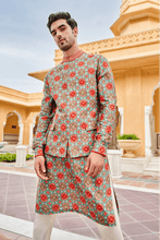 Load image into Gallery viewer, Aruj Nehru Jacket - IceBlue - The Grand Trunk