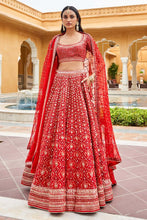 Load image into Gallery viewer, ADAKARA LEHENGA - RED - The Grand Trunk