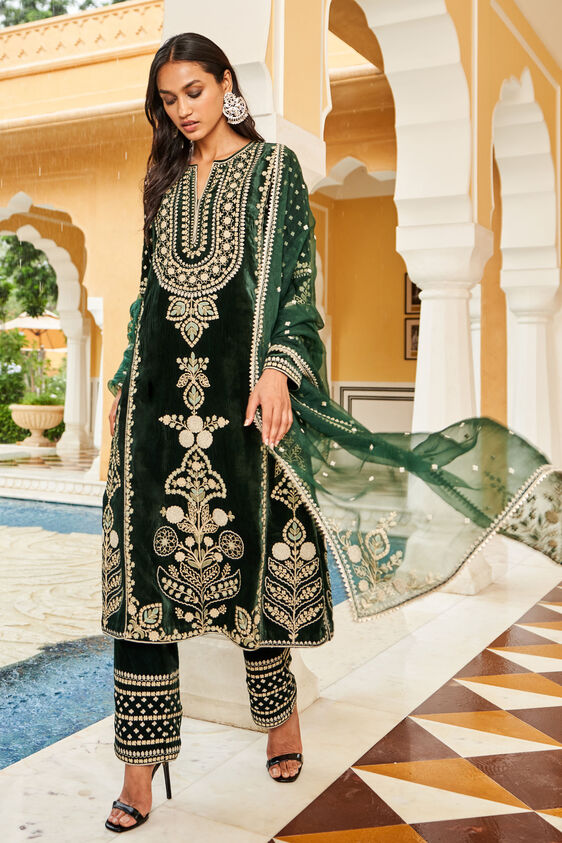 Mahnoor Suit Set - Green - The Grand Trunk