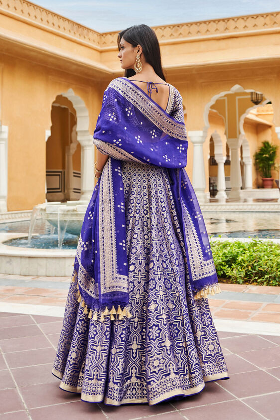 Aniq Lehenga Set - Blue - The Grand Trunk