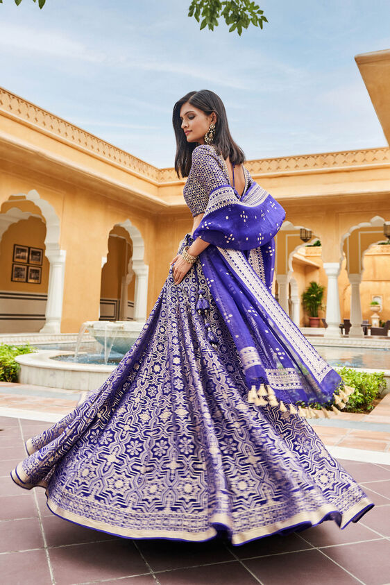 Aniq Lehenga Set - Blue - The Grand Trunk