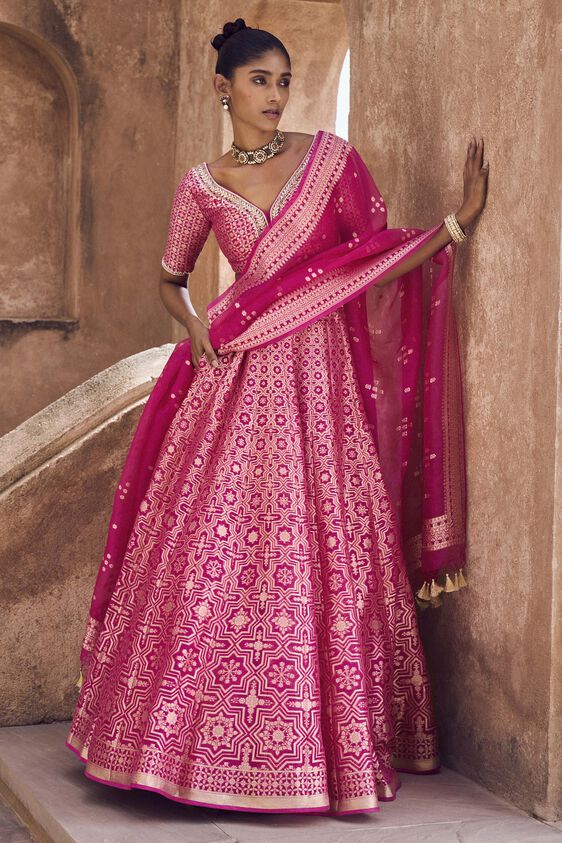 Aniq Lehenga Set - Hot pink - The Grand Trunk