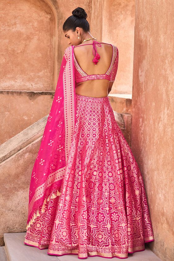 Aniq Lehenga Set - Hot pink - The Grand Trunk