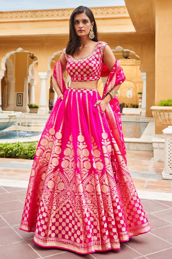 Zaina Lehenga Set - Hot Pink - The Grand Trunk
