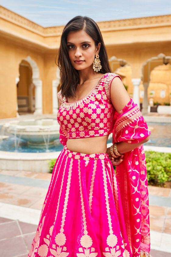 Zaina Lehenga Set - Hot Pink - The Grand Trunk