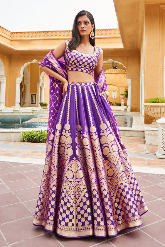 Zaina Lehenga Set - Purple - The Grand Trunk