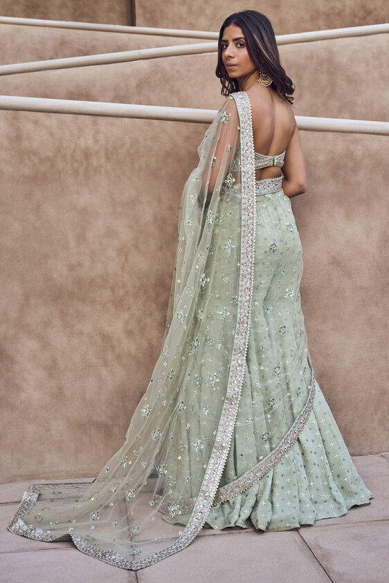Pavitra Gharara Set - Sage - The Grand Trunk