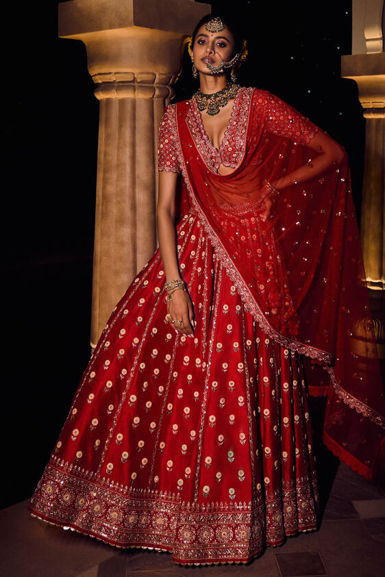 Gul Bano Lehenga - Red - The Grand Trunk