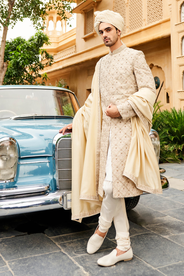 Aalekh Sherwani - Cream - The Grand Trunk