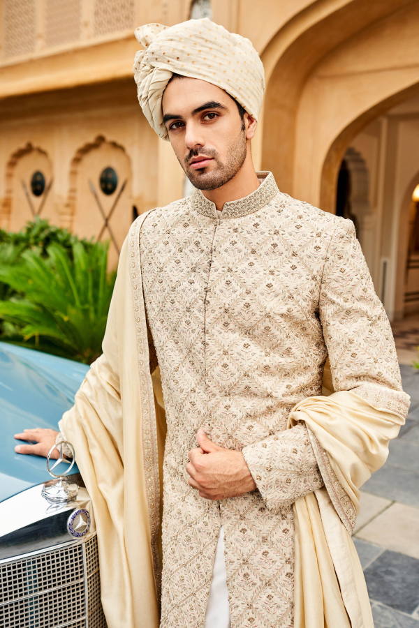 Aalekh Sherwani - Cream - The Grand Trunk