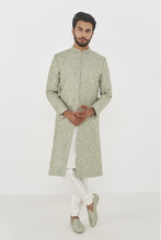 Load image into Gallery viewer, Aadel Sherwani - Sage Green - The Grand Trunk