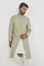 Load image into Gallery viewer, Aadel Sherwani - Sage Green - The Grand Trunk