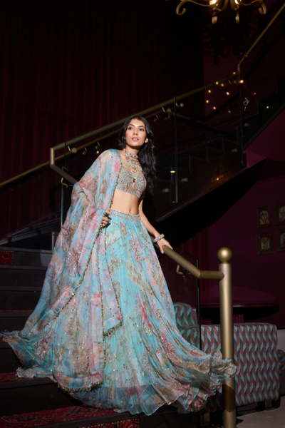 Hena Heavy Embroidered Signature Blouse, Lehenga and Heavy Odhani